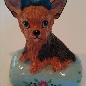 BASIL MATTHEWS CERAMIC YORKIE 2.25 in Figurine, Signed